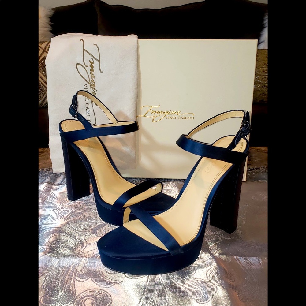 Vince Camuto Navy Satin Heels